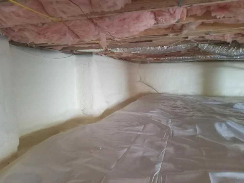 Crawl space encapsulation with closed-cell spray foam for Attic Insulation in Harvey